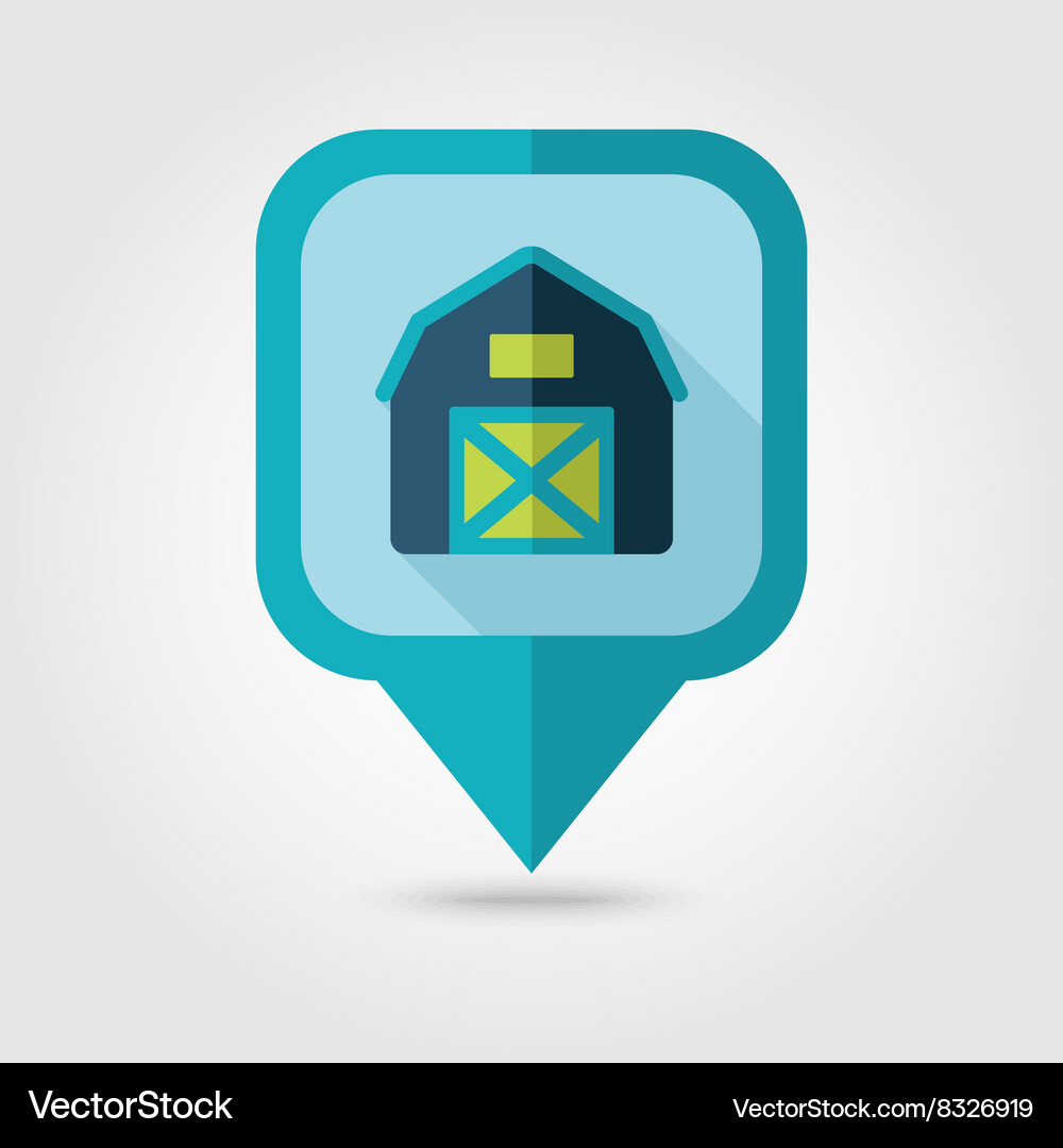 Barn house flat pin map icon pointer Royalty Free Vector