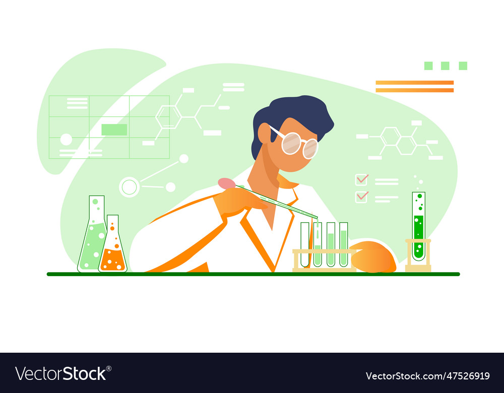 Chemist working in lab vector image Chemist working in lab