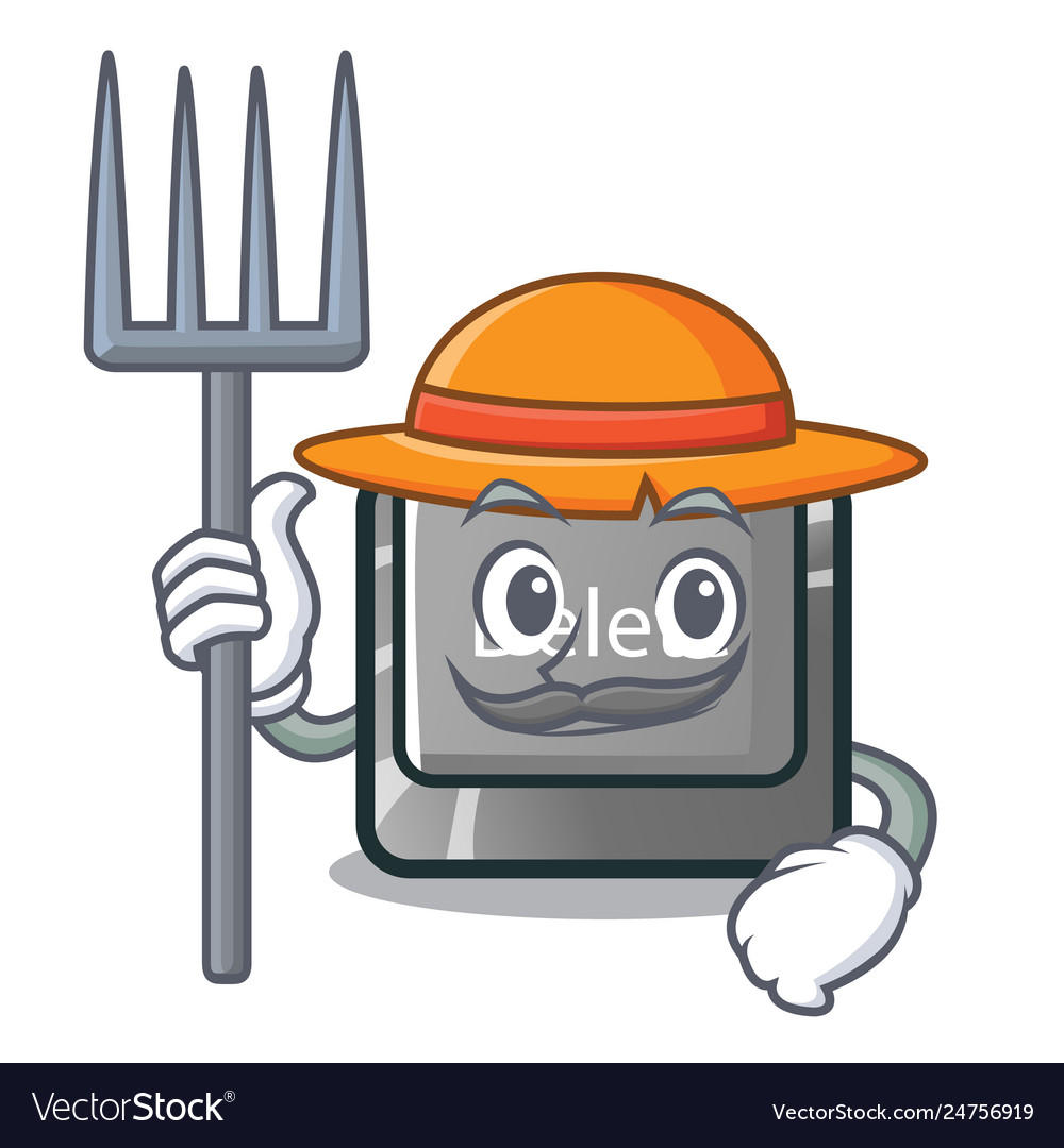Farmer button delete isolated with character