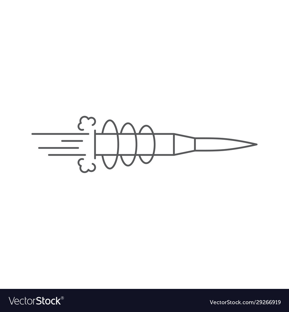 Flying bullet icon symbol isolated on white