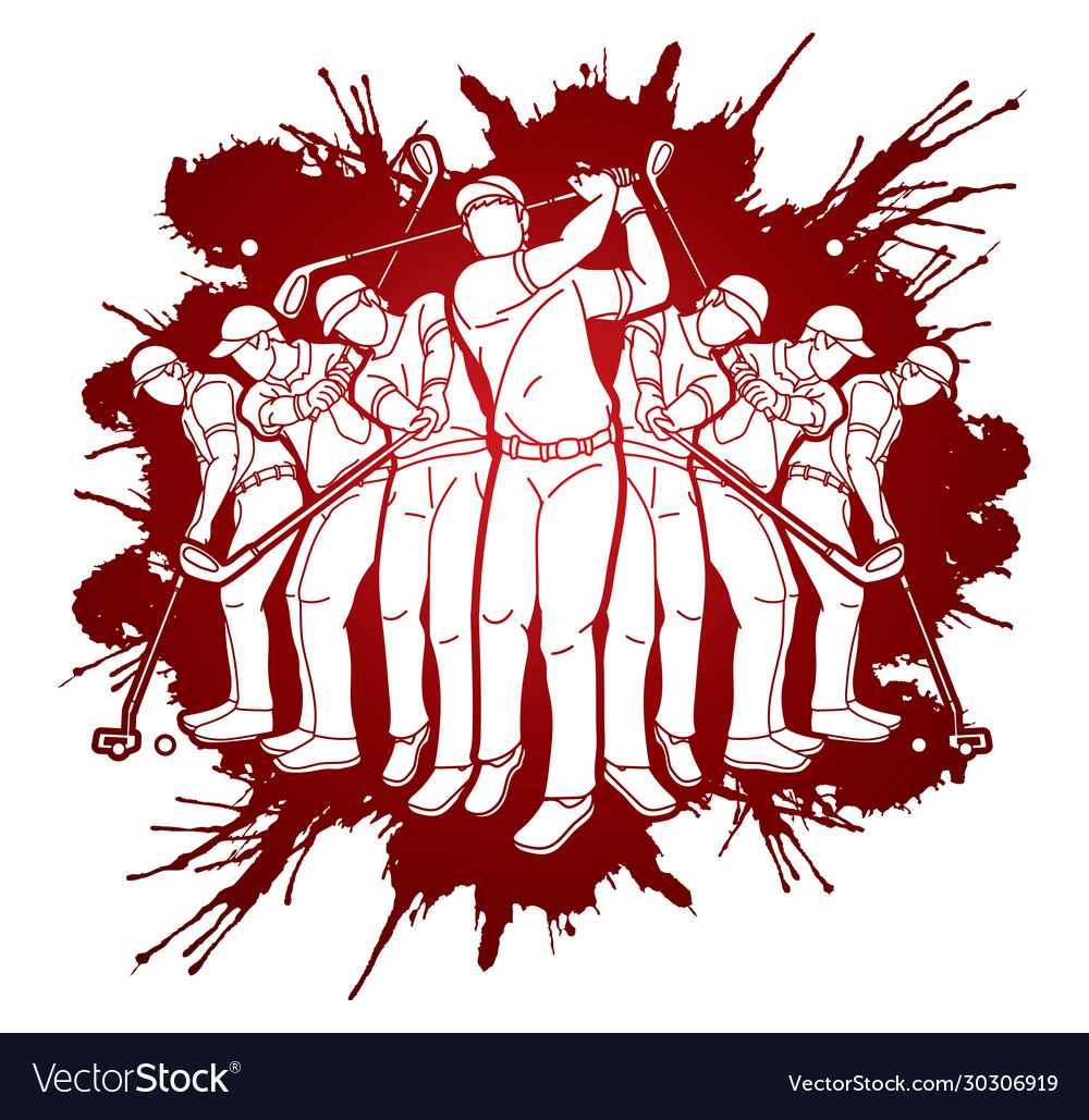 Golf players golfer action cartoon sport graphic