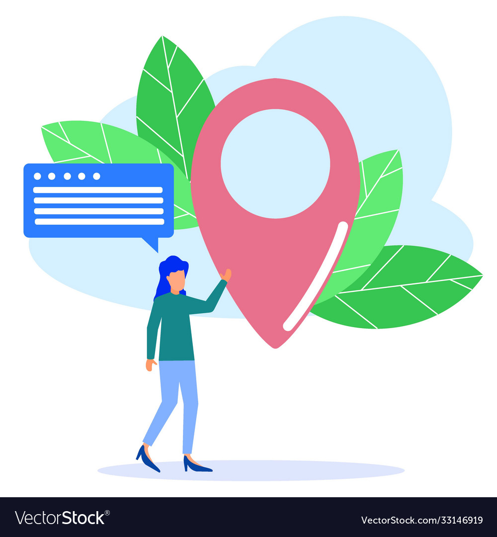 Graphic cartoon character big map pointer vector image Graphic cartoon character big map pointer
