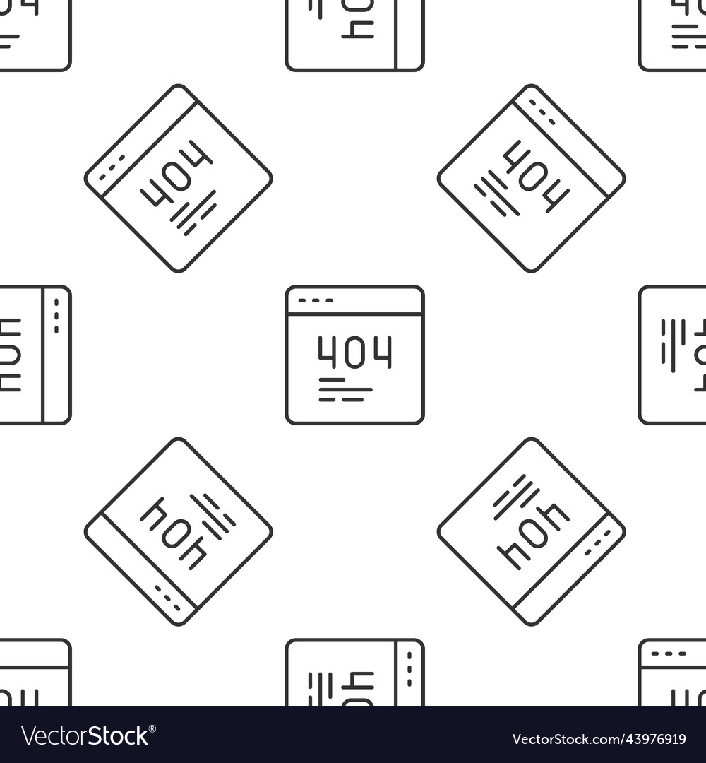 Grey line page with a 404 error icon isolated vector image Grey line page with a 404 error icon isolated