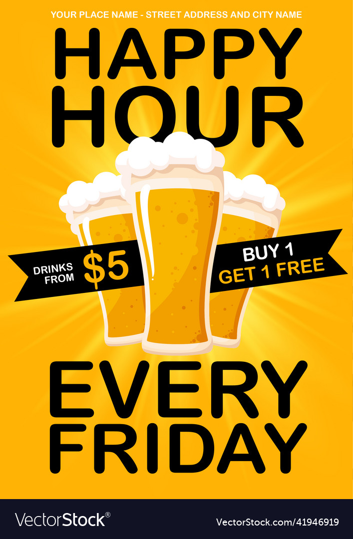 Happy hour party poster flyer social media post Vector Image