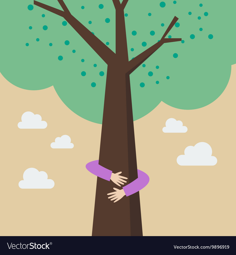 Kid hands hug tree Royalty Free Vector Image - VectorStock