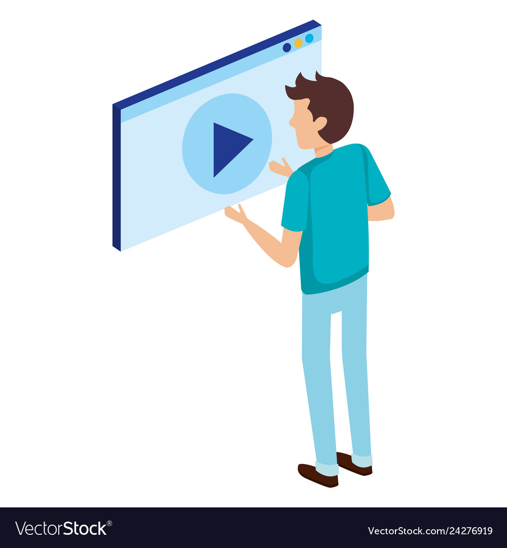 Man with media player interface vector image Man with media player interface
