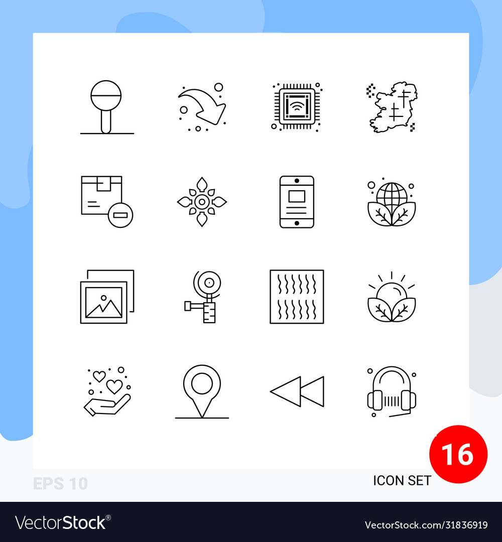 Modern set 16 outlines and symbols