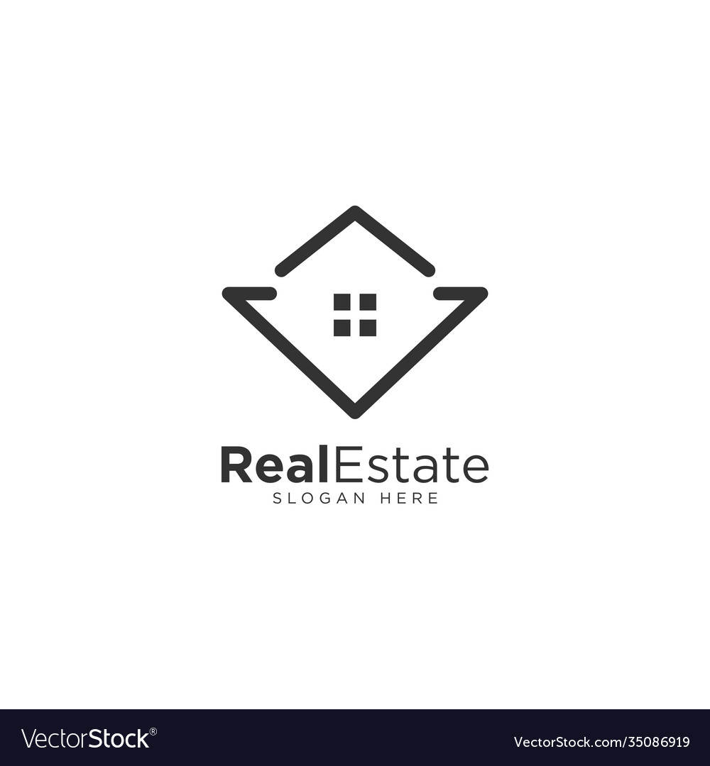 Real estate logo design with monoline style Vector Image