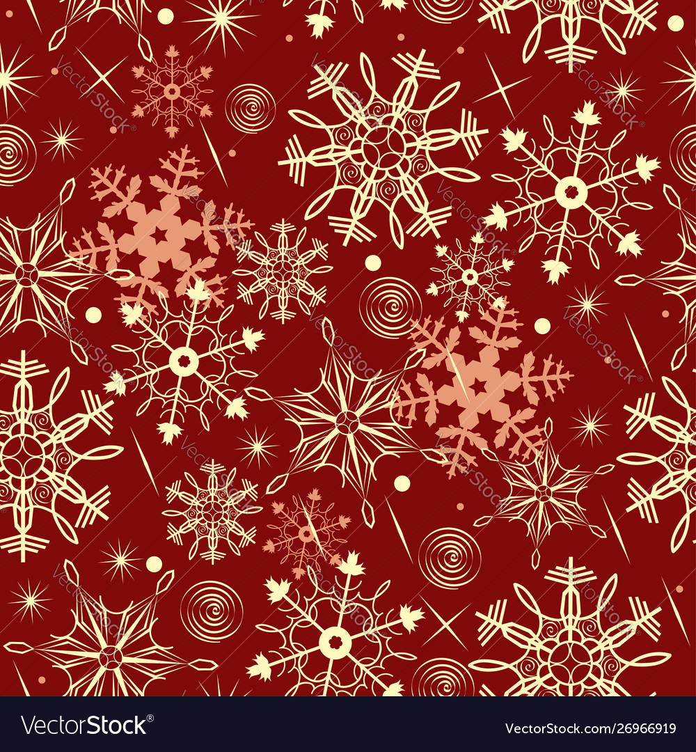 Seamless pattern with snowflakes on a red