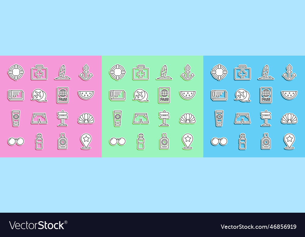 Set line map pointer with star scallop sea shell