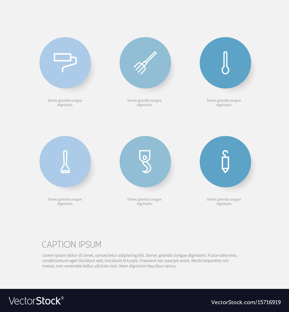 Set of 6 editable tools icons includes symbols
