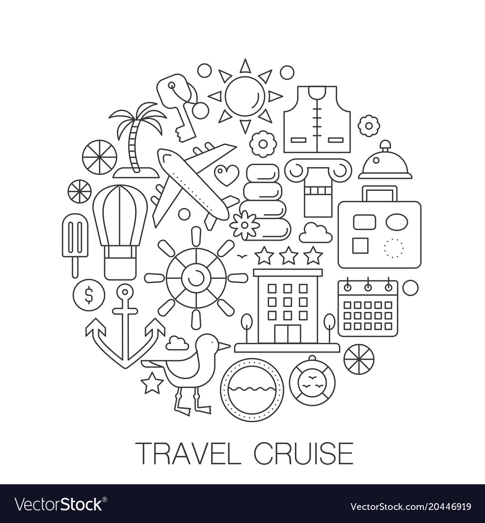 Travel cruise in circle - concept line