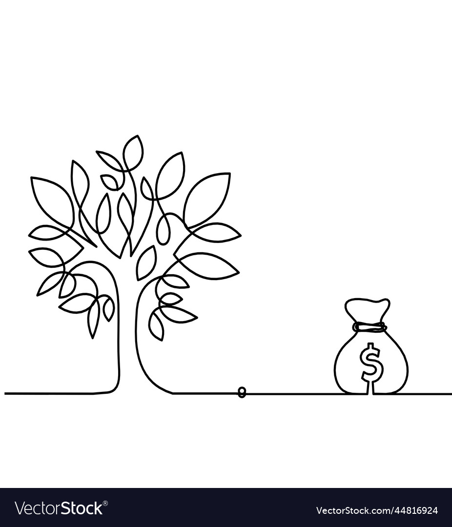 Abstract tree with dollar as line drawing vector image Abstract tree with dollar as line drawing