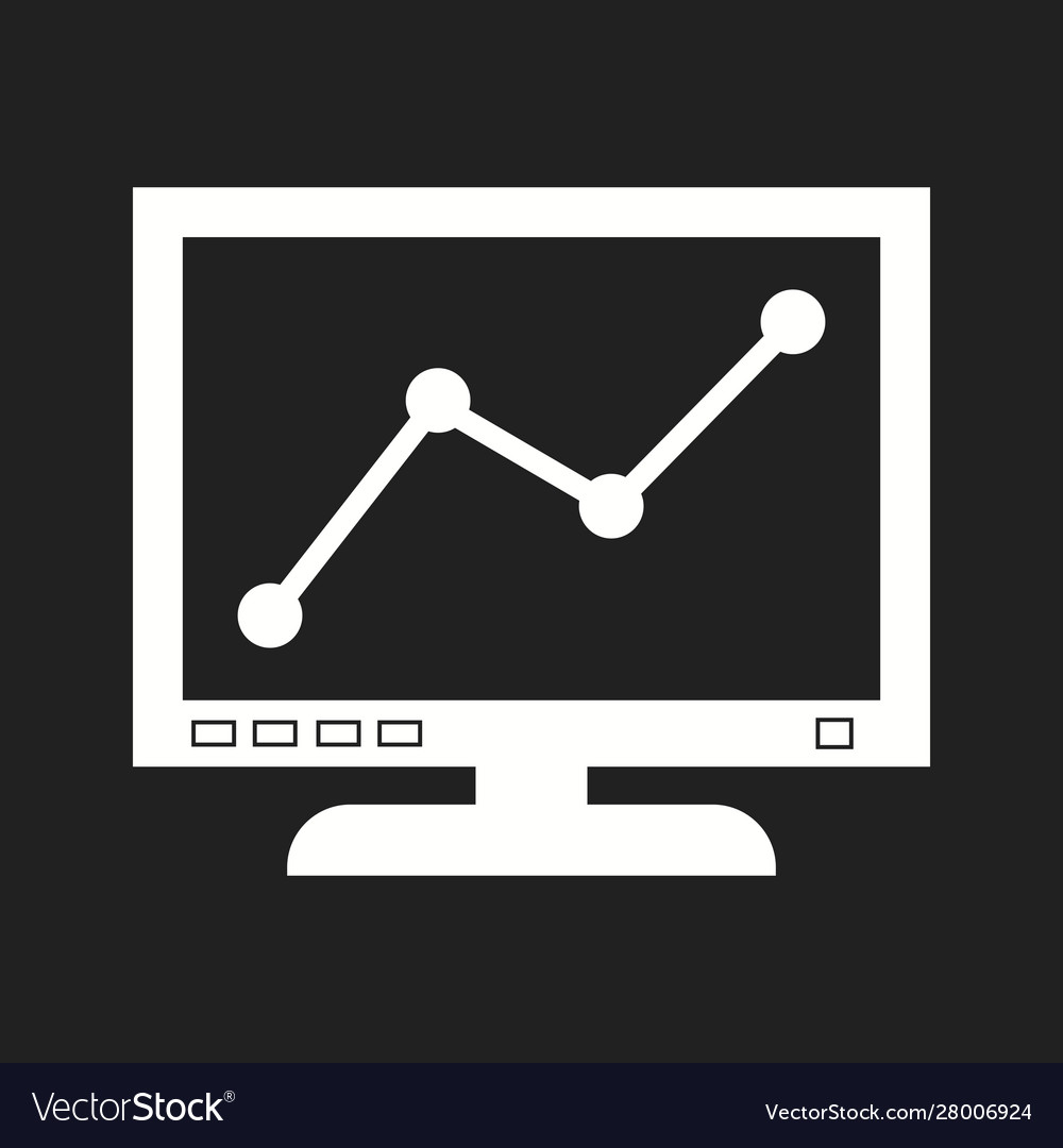 Beautiful graph on computer glyph icon