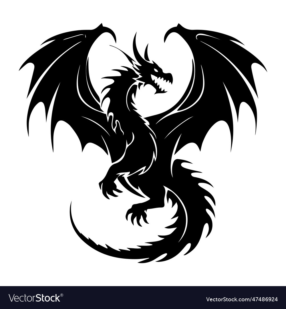 Black dragon icon silhouette icon Royalty Free Vector Image