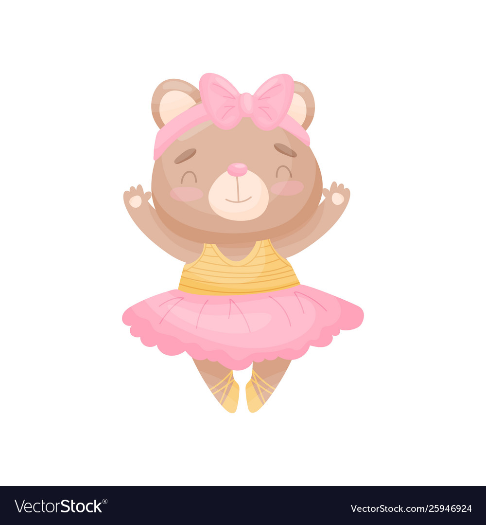 Cartoon bear in dress a ballerina