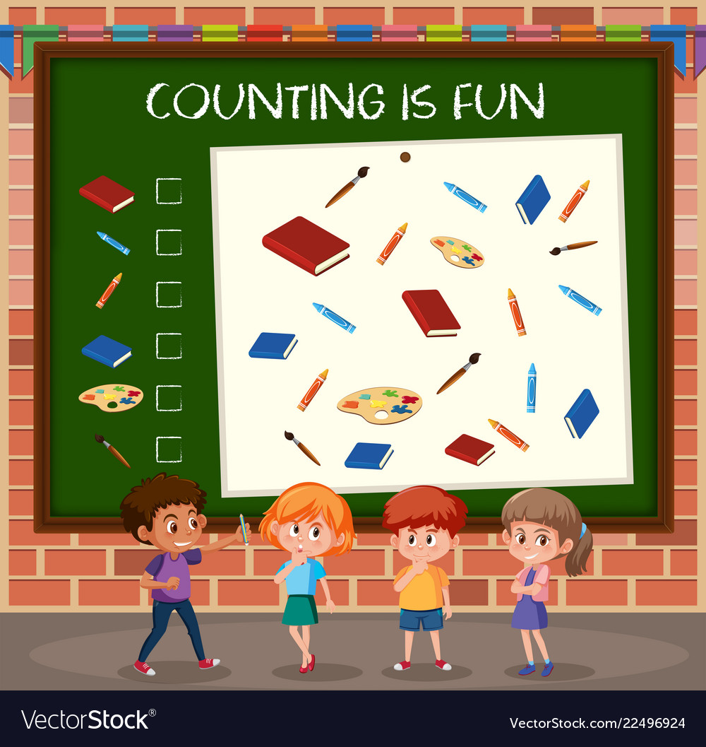 Children on counting game template