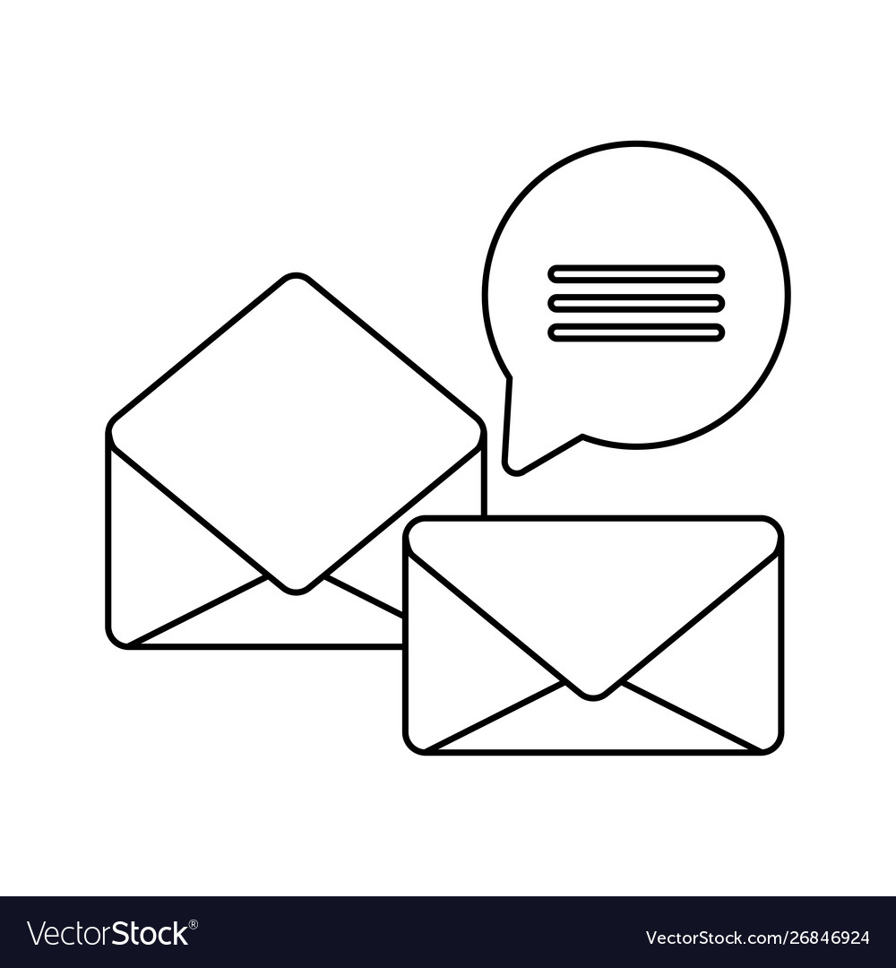 Envelopes open and closed with speech bubble