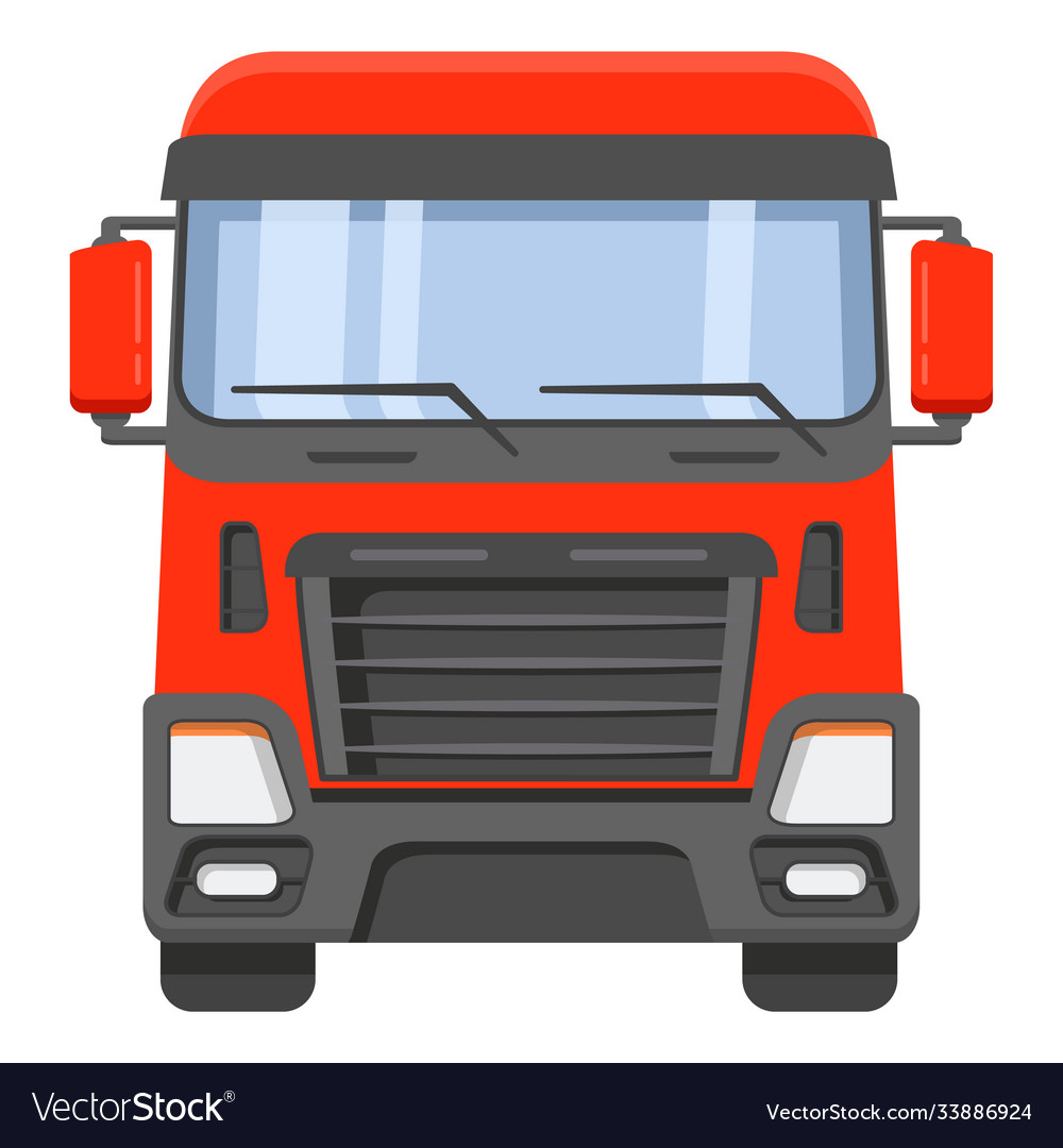 Front view on a cabin truck tractorthe