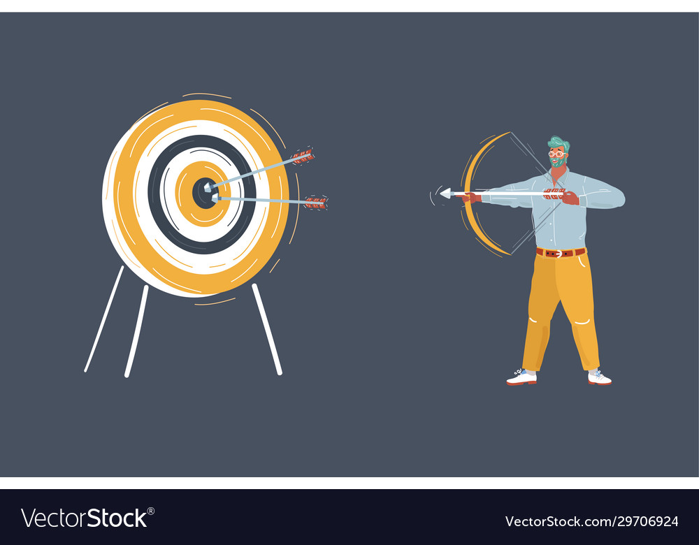 Man with bow and arrow shout to target vector image Man with bow and arrow shout to target