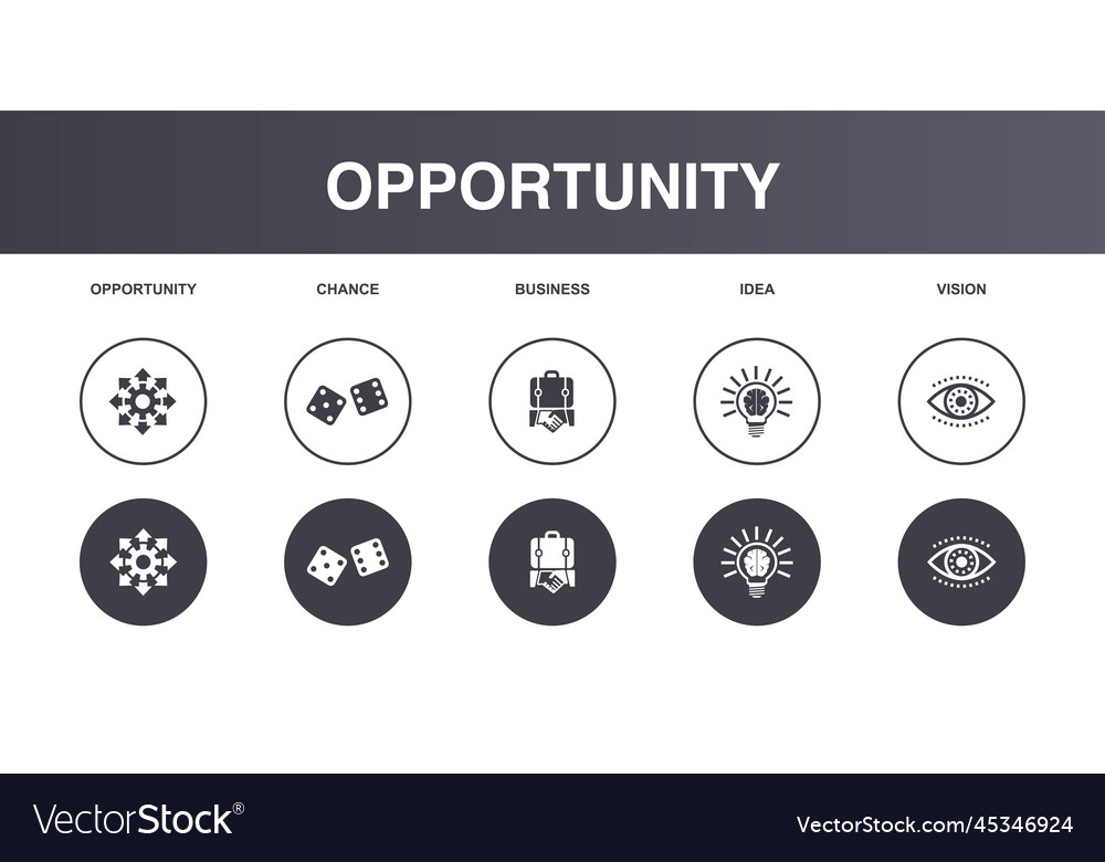 Opportunity chance business idea vision icons