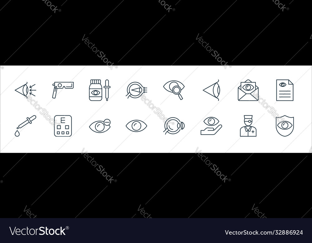 Opthalmology line icons linear set quality