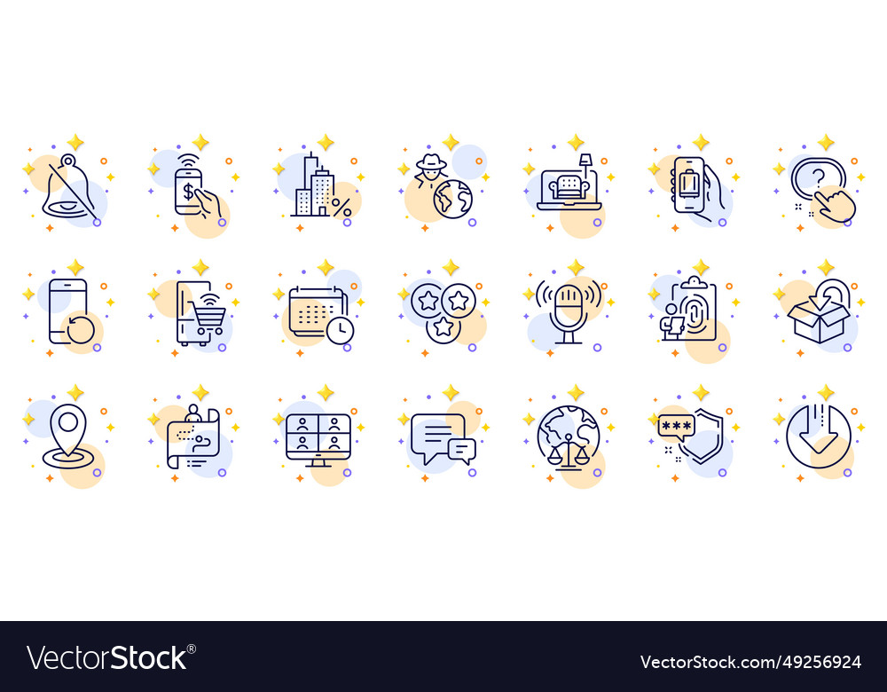 Outline set of question button return package vector image Outline set of question button return package