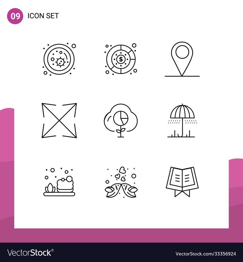 Pictograph set 9 simple outlines graph data
