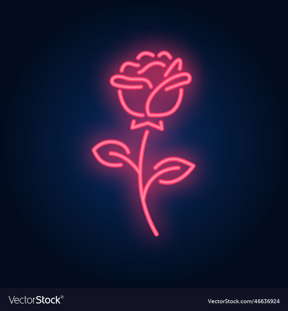 Rose neon sign Royalty Free Vector Image - VectorStock