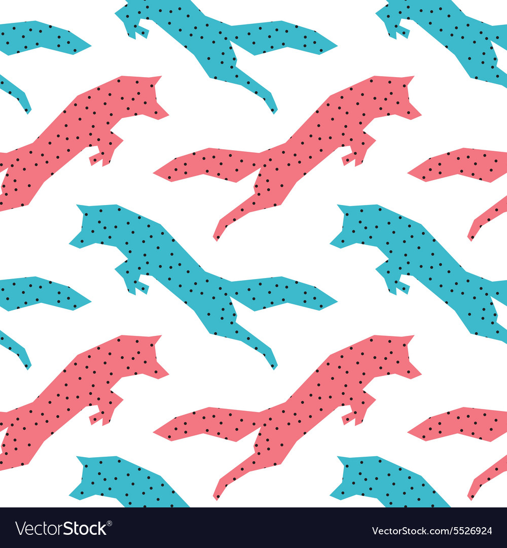 Seamless color print with a jumping fox