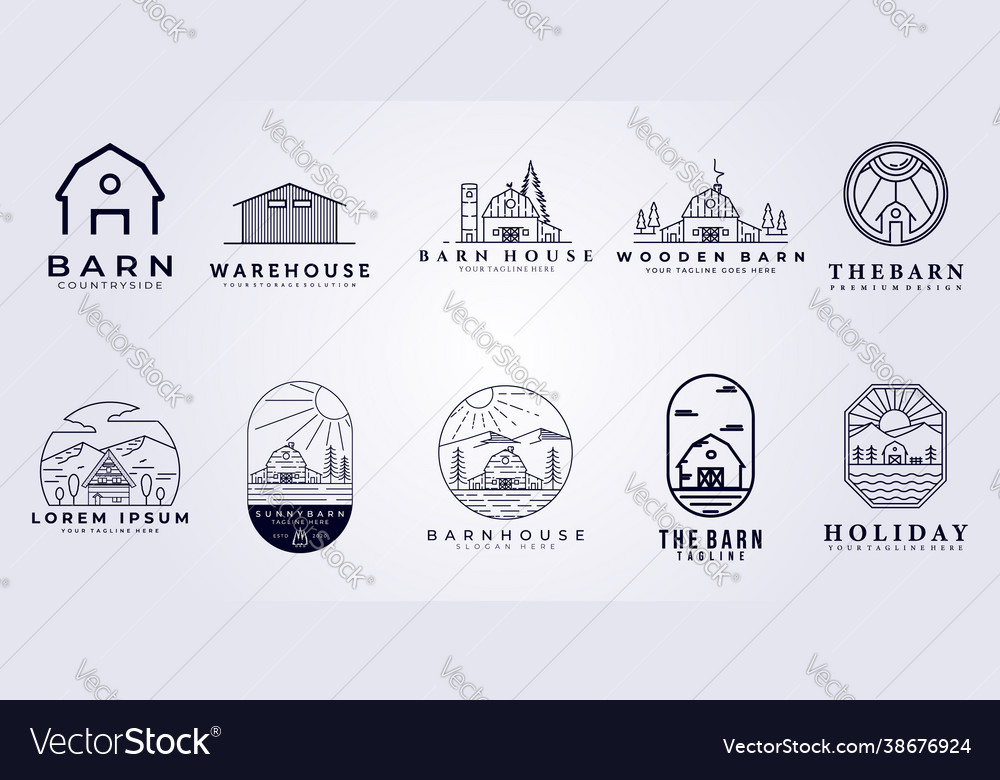 Set bundle collection barn house water warehouse Vector Image