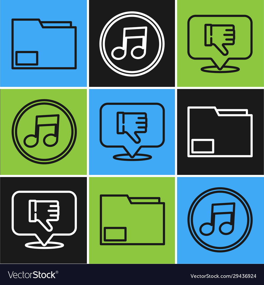 Set line document folder dislike in speech bubble vector image Set line document folder dislike in speech bubble