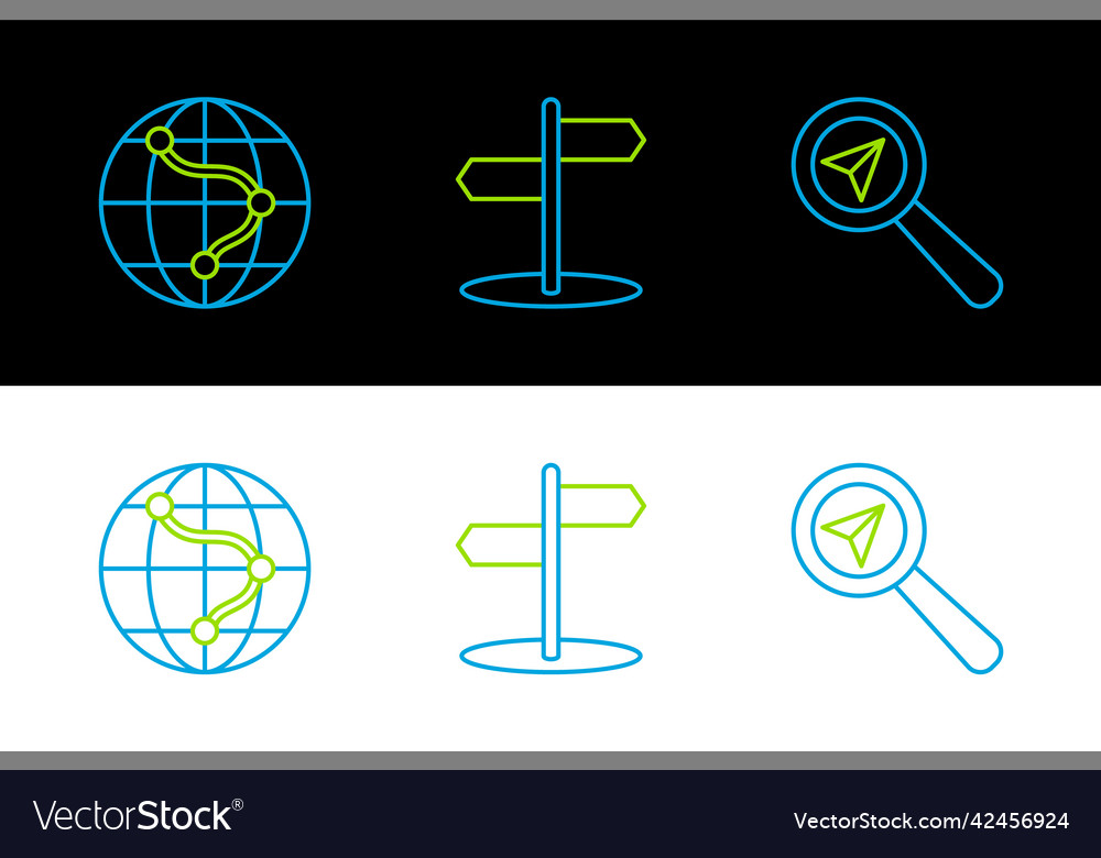 Set line search location monitor and folded map vector image Set line search location monitor and folded map