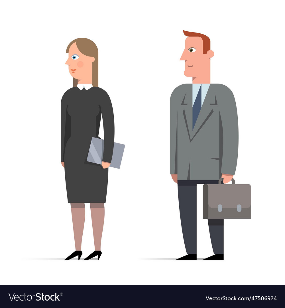 Set Of Businessman And Businesswoman Character Vector Image