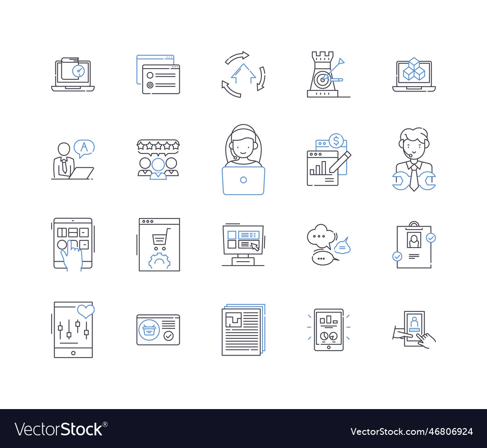 Web content line icons collection copywriting vector image Web content line icons collection copywriting