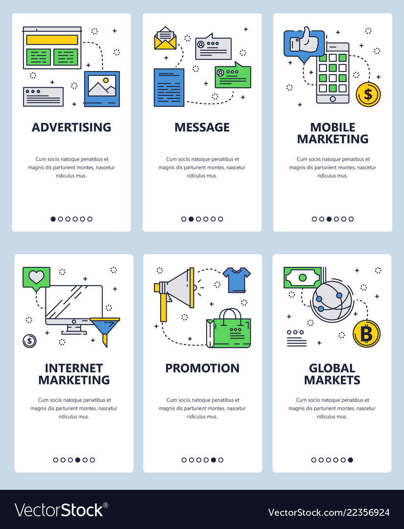 Web site linear art onboarding screens vector image Web site linear art onboarding screens