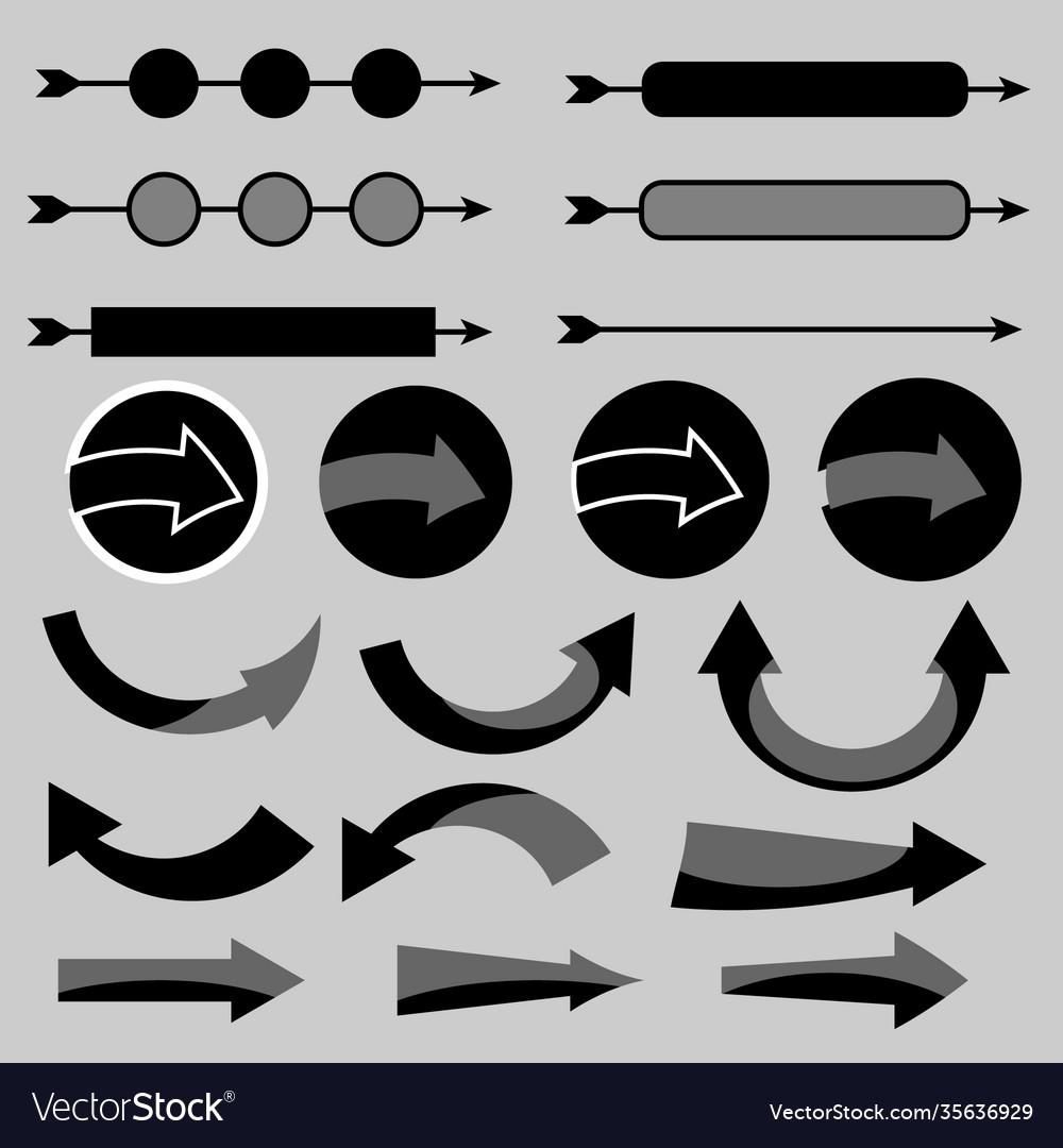 Arrow icon set with shadow