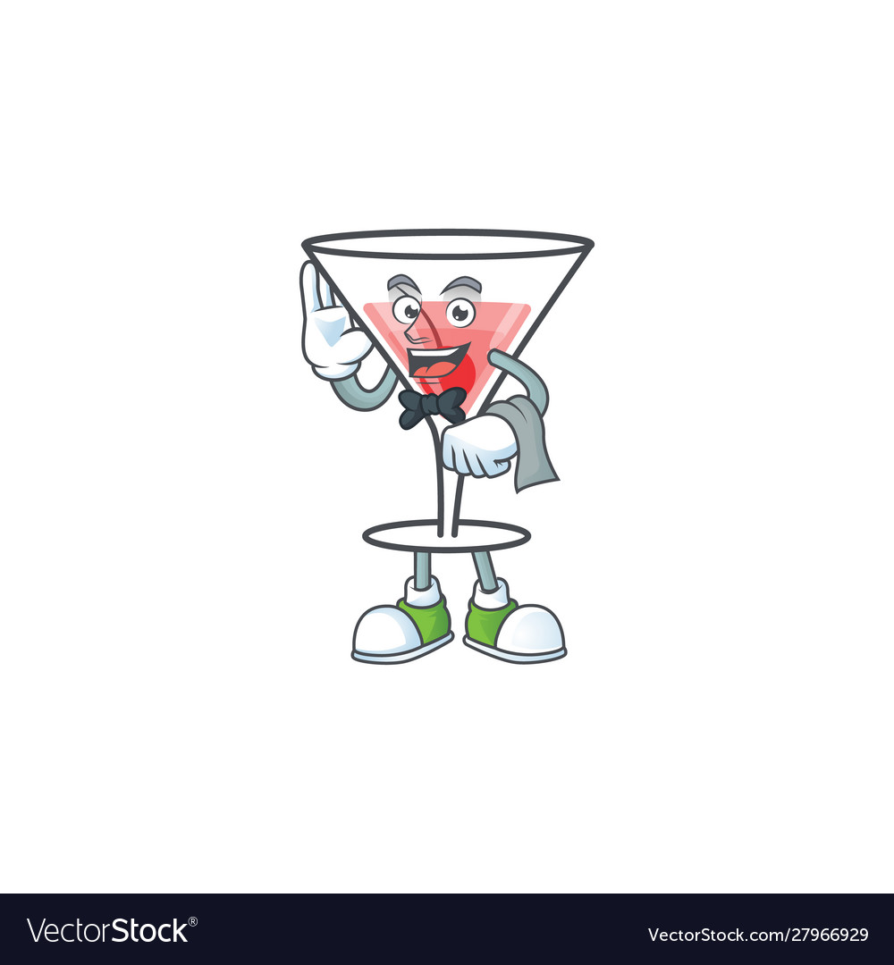 Cartoon fresh cocktail with waiter character