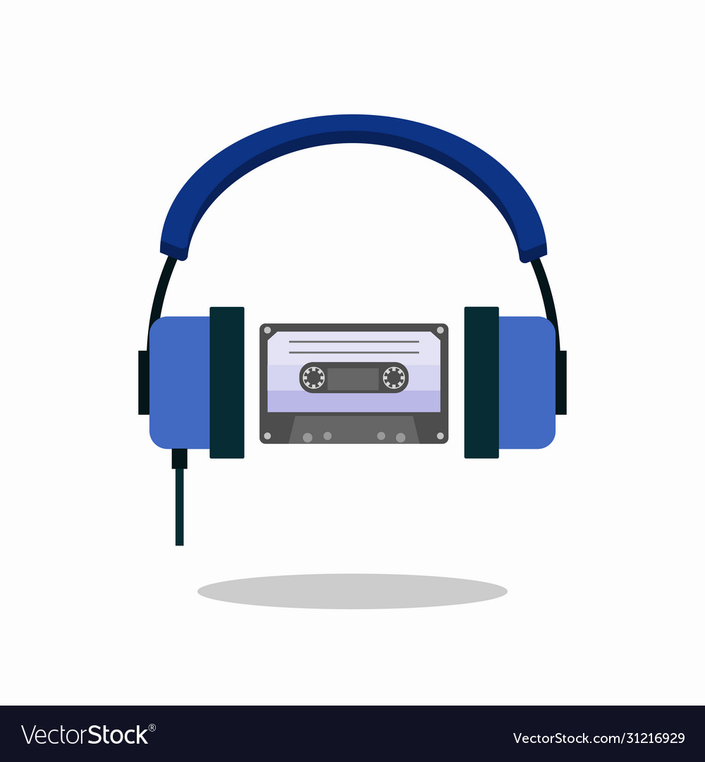 Compact cassette and headphones hipster style