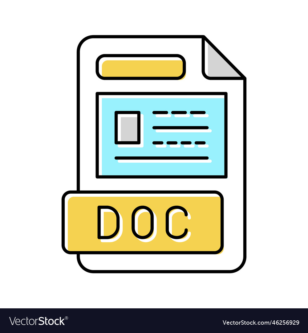 Doc file format document color icon Vector Image Doc file format document color icon