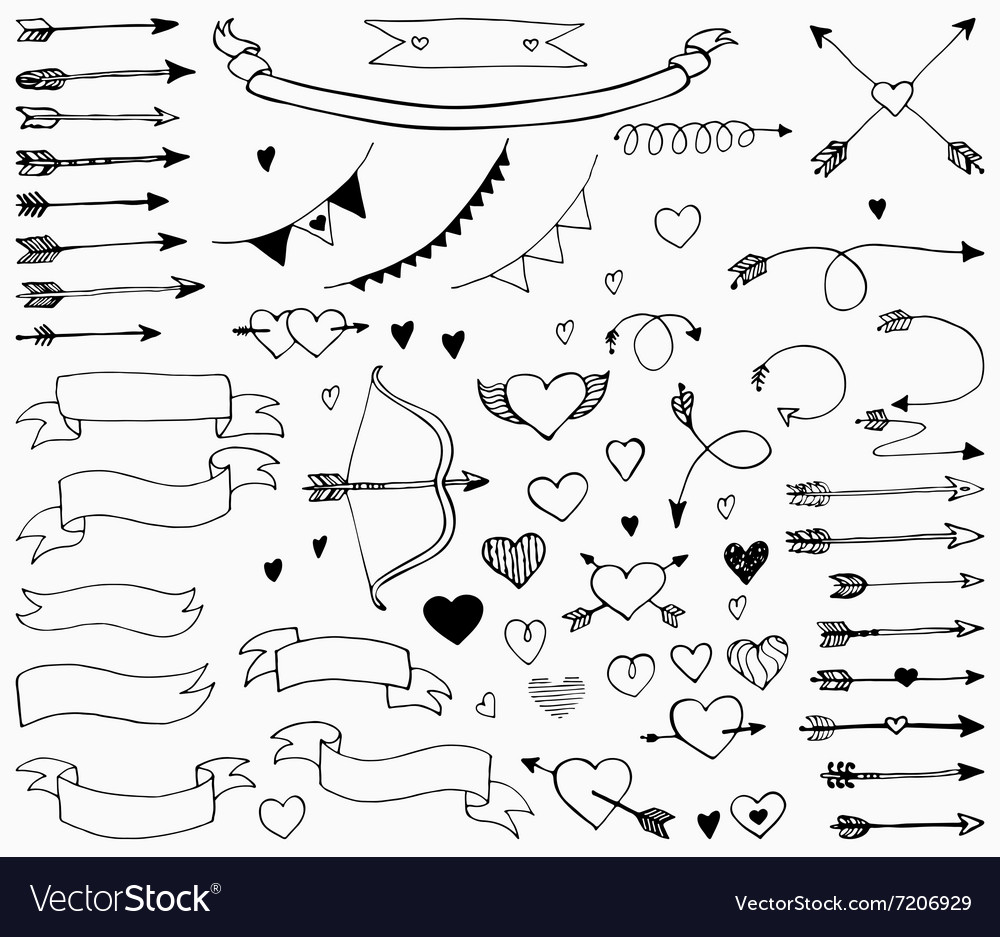 Doodle love set for design