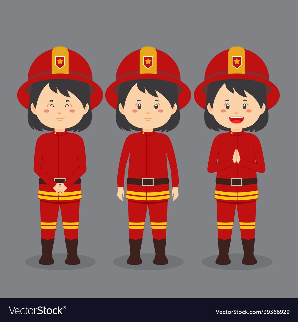 Firefighters character with various expression