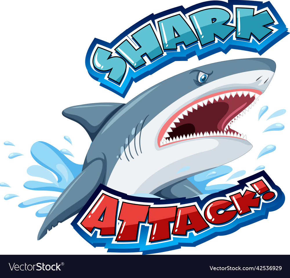 Font design for words shark attack Royalty Free Vector Image