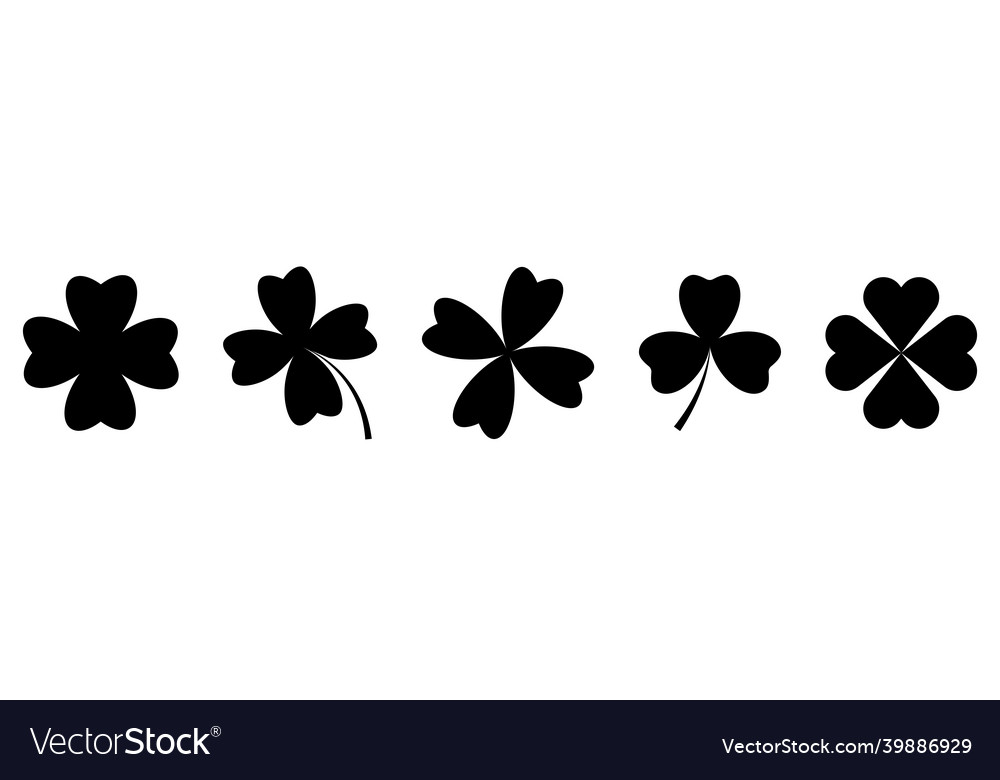 Four leaf clover black icons vector image Four leaf clover black icons