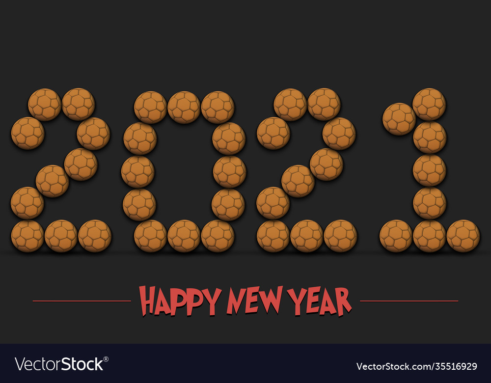 Happy new year 2021 made from handball balls