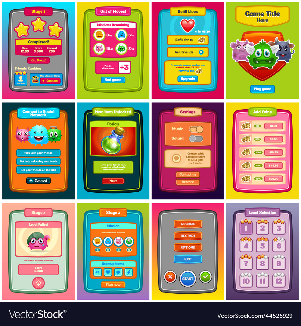 Interface game design Vector Image Interface game design