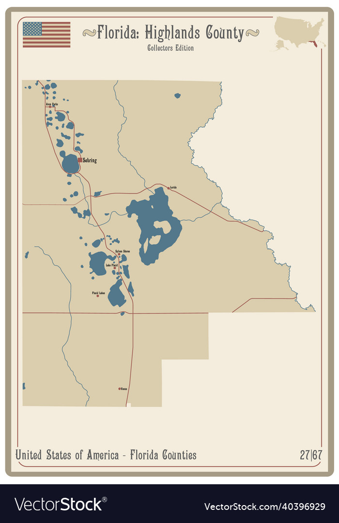 Map of highlands county in florida - Map Of Highlands County In Florida Vector 40396929 