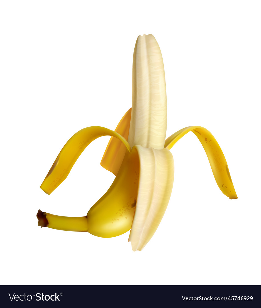 Open banana realistic composition Royalty Free Vector Image