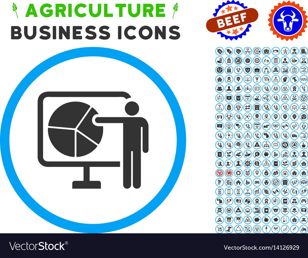 Pie chart public report rounded icon with set