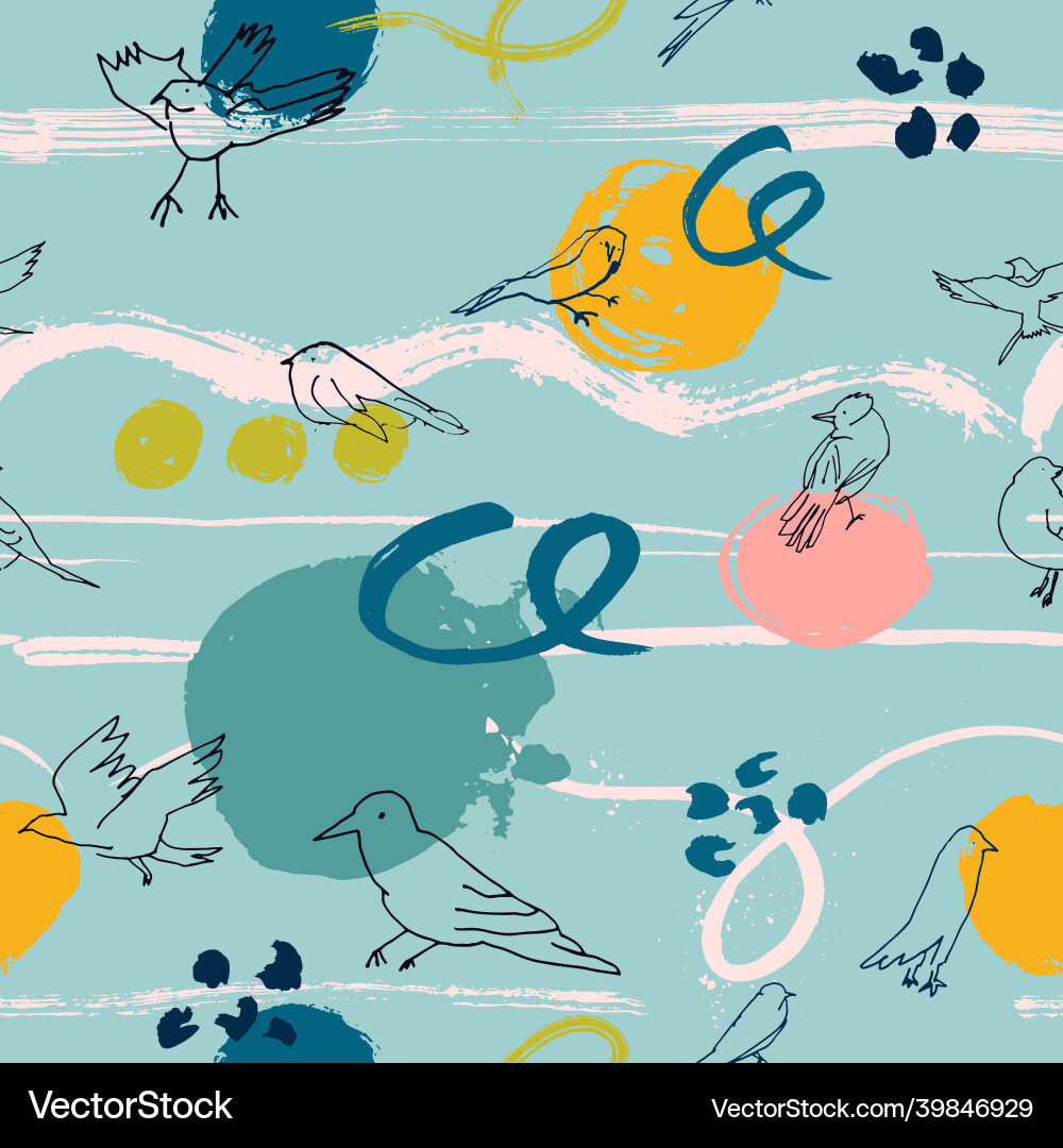 Seamless pattern with birds Royalty Free Vector Image
